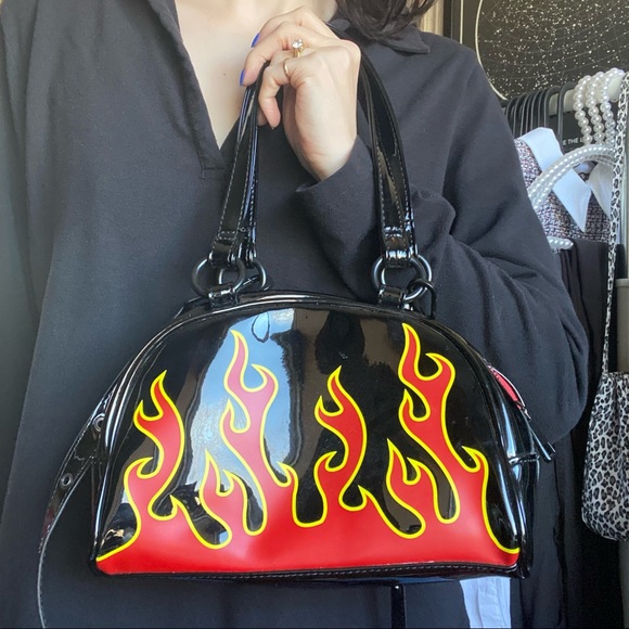 ✨SOLD✨ black purse with flames 🔥 - Picture 1 of 6
